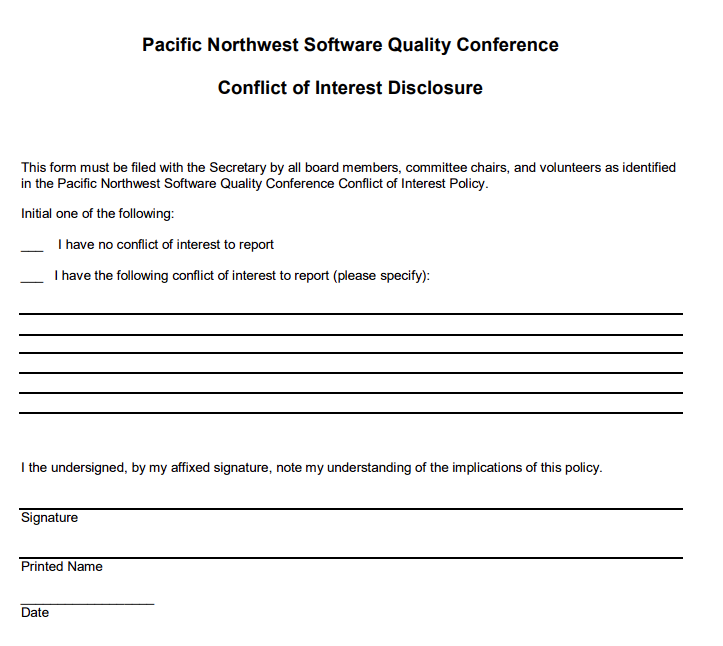 Conflict of Interest Disclosure Form