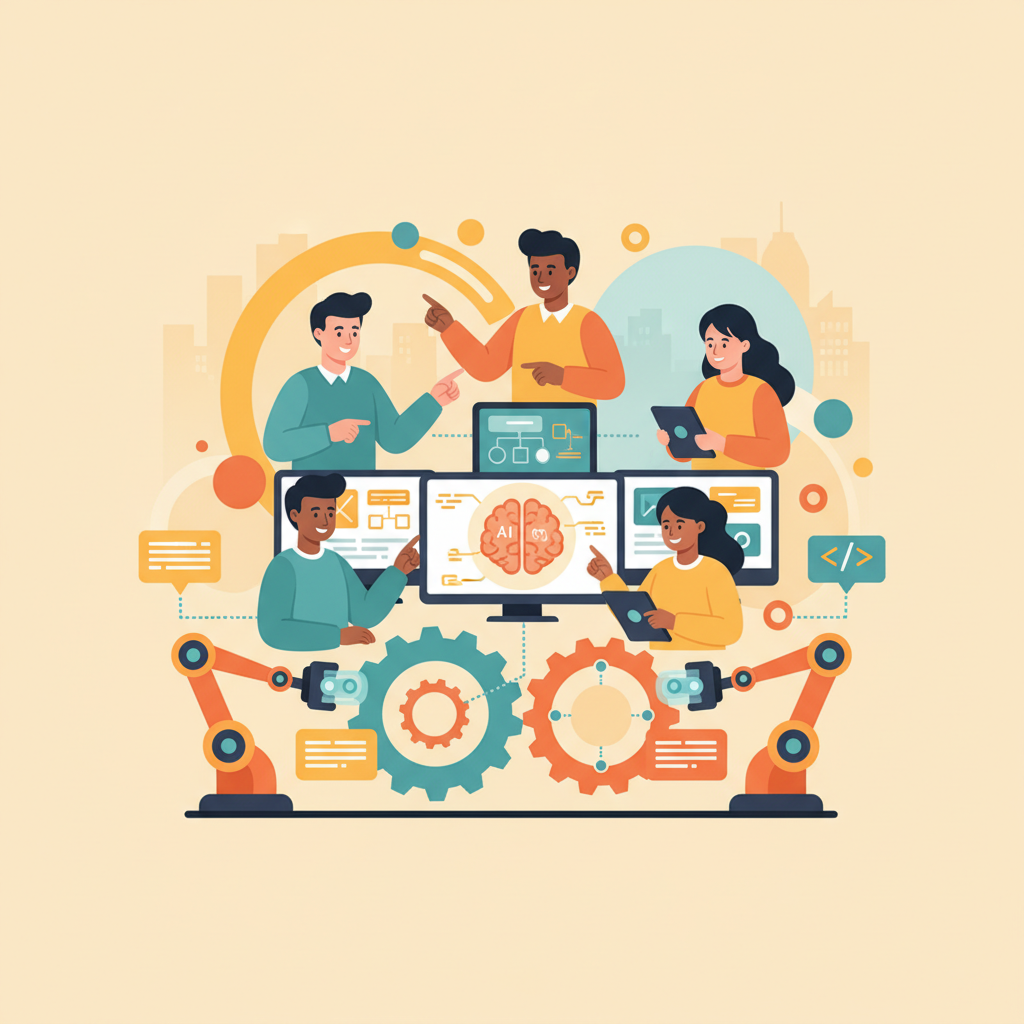 Quality professionals collaborating with AI and automation